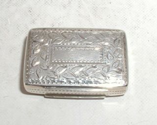 " William Iv Solid Silver Engraved Vinaigrette " Birmingham 1830