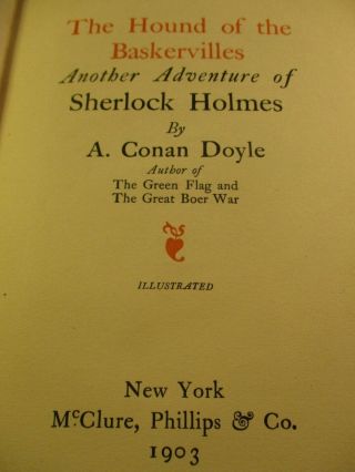 THE HOUND OF THE BASKERVILLES SHERLOCK HOLMES A CONAN DOYLE 1903 4TH MCCLURE CO 2