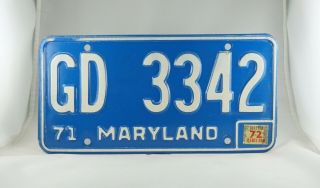 1972 Maryland Passenger License Plate Pair - 2