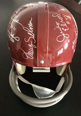 Oklahoma Sooners 1970’s Throwback Helmet Signed By 9.  In Person 3 Deceased