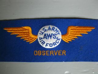 Vintage Ww Ii Era U.  S.  Army Airforce Aws Aircraft Warning Service Armband