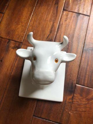 Vintage Ceramic Cow Wall Mount - Hat Holder - Towel Holder