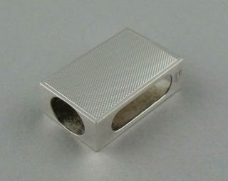 Small Vintage Art Deco Asprey Solid Silver Engine Turned Matchbox Cover 1934
