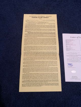 All Time Int Leader Paul Krause Signed Redskins Rookie Football Contract Jsa