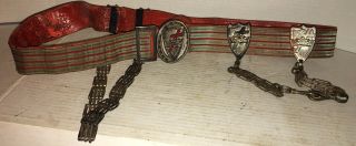 Antique Knights Templar Masonic Sword Belt W/chains,  Buckle Hangers