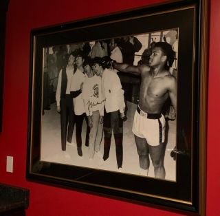 Muhammad Ali Hand Signed 30x40 Framed Photo With The Beatles Online Authentics