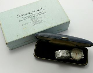 Vintage 1960s Bravingtons Wetrista Swiss Made Gents 17j Mechanical Wristwatch
