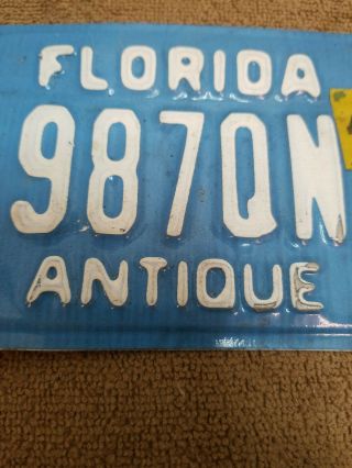 vintage motorcycle tag florida antique blue 2000 series 2