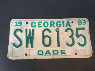 1987 State Of Georgia Dade County License Plate Sw 6135