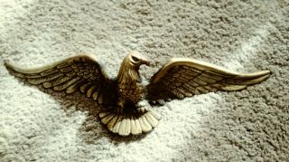 Vintage Solid Brass Eagle Wall Hanging Plaque 19 " Wingspan Japan.  Norleans