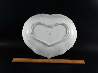Antique English Derby Imari Porcelain Heart Shape Dish Red Crown Mark OLD JAPAN 2