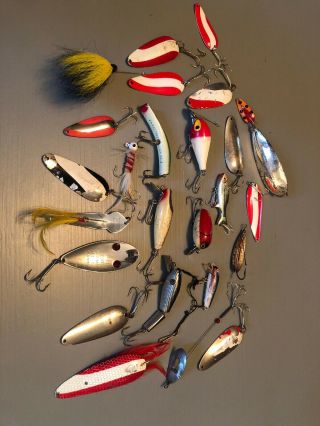 Lot; Vintage Fishing Lures And Spoons - Flasheye,  Kautzky,  Jitterbug,  Millsite,  Ac