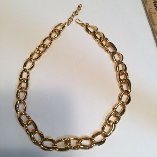 Vintage Signed Monet Gold Tone Chain Link Choker Necklace Previously Owned