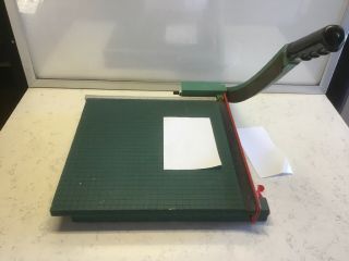 Vintage Martin Yale 16 " Green Wood Metal Model 216 Office Precision Paper Cutter