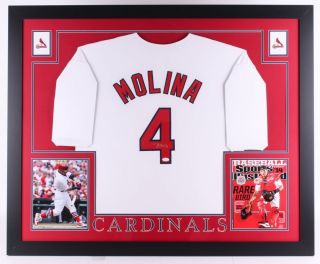 Yadier Molina Signed Cardinals 35 " X 43 " Custom Framed Jersey (jsa)