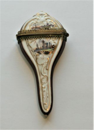 C 1840 Porcelain Scissors Lorgnettes Spectacles Case Etui,  Cond.