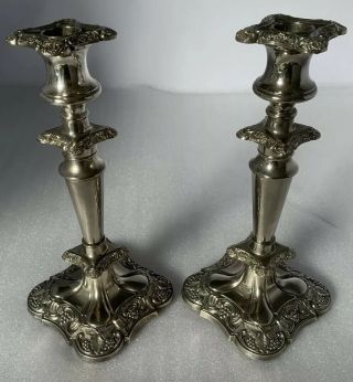 Large Vintage Gothic Silver Plated Candelabra & Two Candlesticks English Made 2
