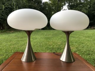Pair Laurel Mushroom Lamps; Mid Century Modern,  Atomic Age,  Space Age,  Aluminum