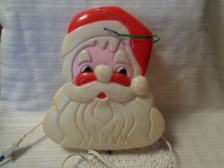 Vntg Double Sided Santa Light Up Head/face Christmas Hanging Blow Mold