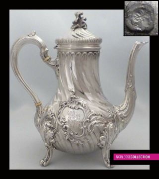 Stunning Antique 1860s French Full Sterling Silver Tea/coffee Pot Rococo Style