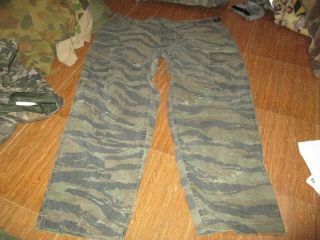 Vtg Tiger Stripe Camo Cotton Pants Size Xl - R 1,  Very Good