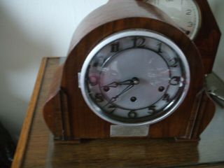 German Vintage Art Deco 8 Day Westminster Chime Mantle Clock V G C Inscribed