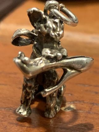 Vintage Sterling Charm Poodle Dog With High Heel Shoe In Mouth 3.  8 Gems