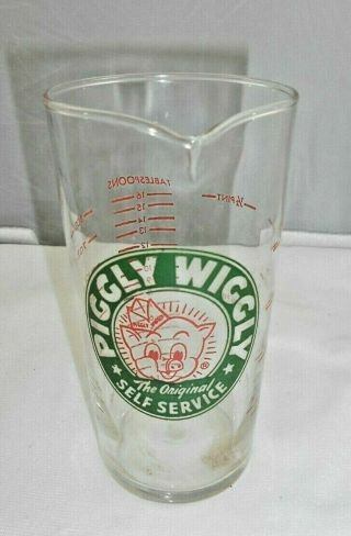 Vtg Piggly Wiggly Advertising Glass Measuring Cup W Spout Grocery Store Promo