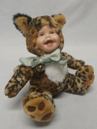 Vintage Anne Geddes Leopard Baby Doll (awake) Plush Htf