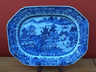 18th Century Qing Chinese Export Porcelain Blue And White Ashet / Meat Plate