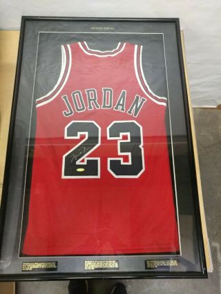 Michael Jordan Autographed Red Bulls Jersey Uda Framed Upper Deck Authentic