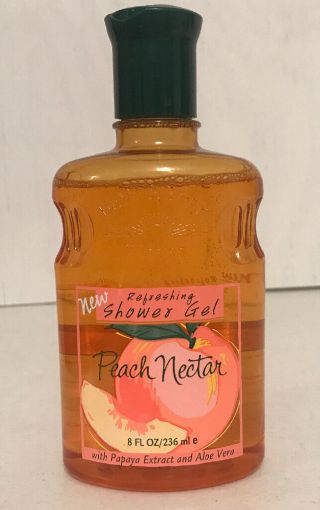 Vintage Bath Body Peach Nectar Shower Gel 8 Oz 90 Full