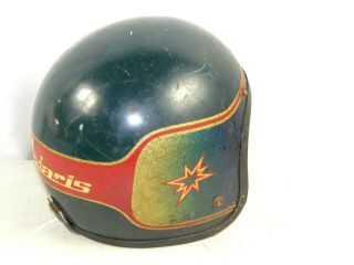 Vintage Polaris Snowmobile Atv Helmet Star And Stripes Red Gold & Blue