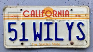 Vintage California Vanity License Plate 51 Wilys
