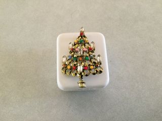 Hollycraft Vintage Signed Christmas Tree Pin Brooch