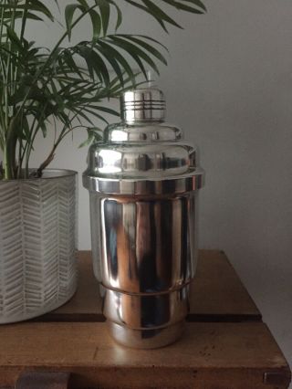 Vintage Silver Plated Art Deco Cocktail Shaker French