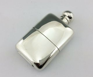 Antique Edwardian Solid Silver Hip Flask 1901 227 Gms
