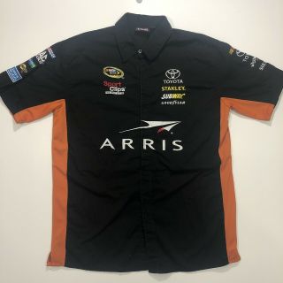 Carl Edwards 19 Arris Mens L Black Shirt Nascar Cup Racing Joe Gibbs Toyota