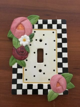 Vintage Mary Engelbreit Ceramic Light Switch Plate/cover Flowers