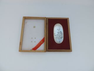 Vintage Japanese Sterling Silver Ornate Oval Shape Bonbonniere Vanity Box 34 Gr