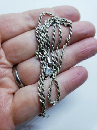 Vintage Sterling Silver 925 2 Mm Rope Chain Necklace 22 " L 6.  6 G