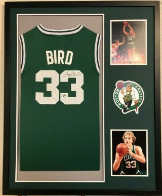Framed Boston Celtics Larry Bird Autographed Signed Jersey Bird Holo