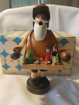 Vintage Kwo German Incense Smoker " Toy Trader " Handmade Wood W/original Box