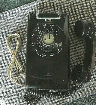 Vintage Black Rotary Wall Phone A/b 554