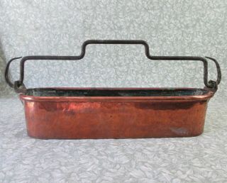 Antique French Hand Hammered Dovetail Copper Fish Poacher Cook Pan Planter 2.  3kg