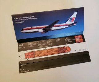 Vintage United Airlines Aircraft Seating Guide 767 737 727 Dc8 Dc10 747 Brochure