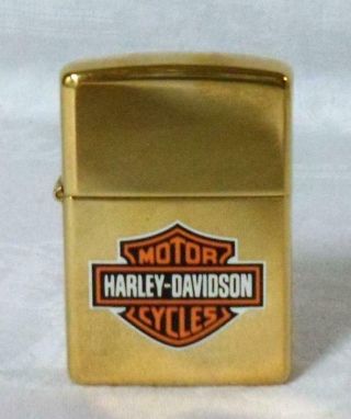 Vintage Gold Plated Harley Davidson Zippo Lighter Unfired