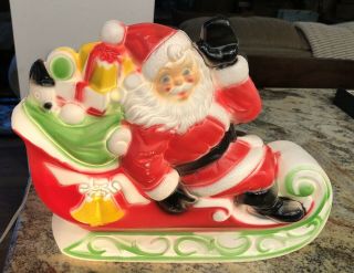 Vintage Empire Blow Mold Santa In Sleigh 10 " Tall X 12 " X 4 " 1970 Pre - Owned Good