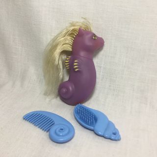 G1 Vintage My Little Pony Watercolor Baby Sea Pony “sealight” With Brush & Comb