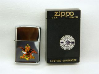 Unfired 1993 Zippo Anheuser Busch Budweiser Lighter & Box